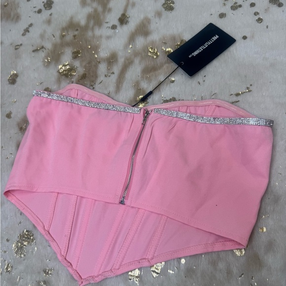 Pretty Little Thing 🎀 Chic Pink Bustier Corset with Rhinestone Detail - Picture 3 of 3